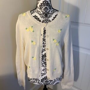 Jessica Simpson Cream Cardigan with Yellow Floral Accents NWT